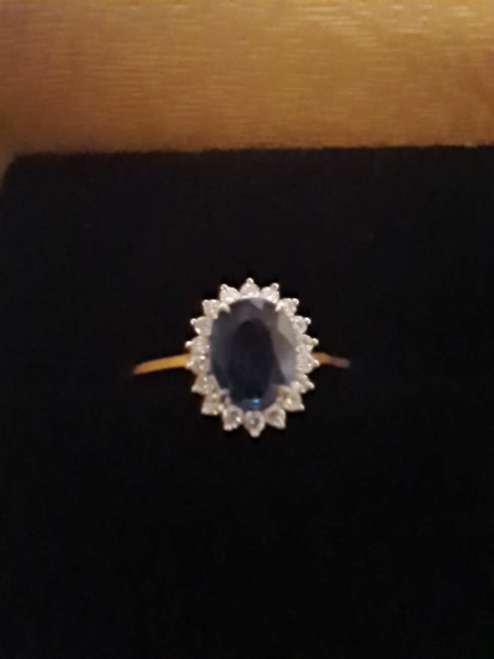 Blue Sapphire and Diamond Ring - Very Intense Blue